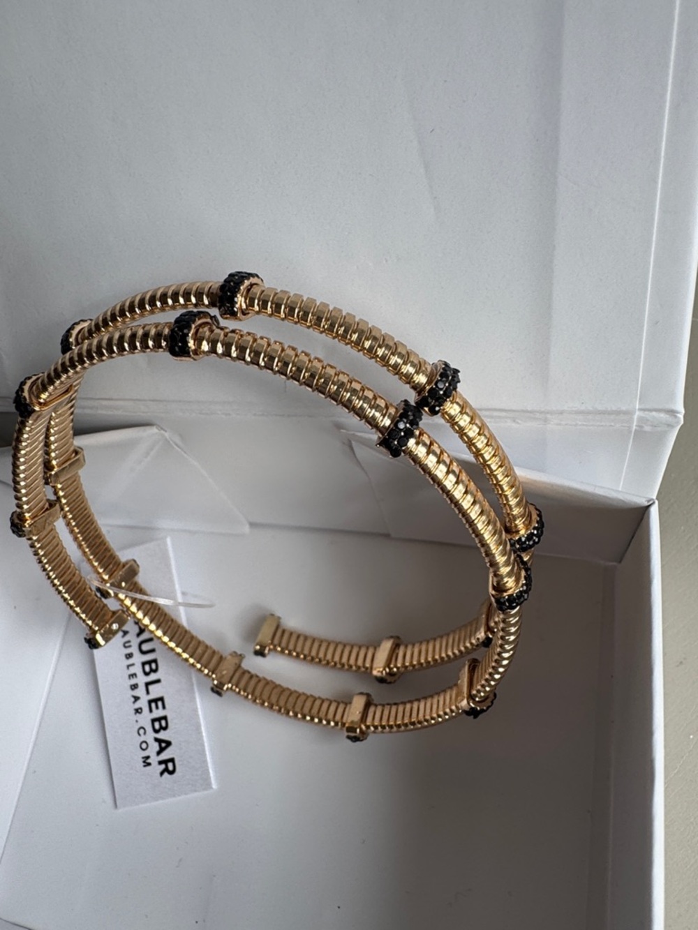 BaubleBar Gold Coil Bracelet with Black Accents